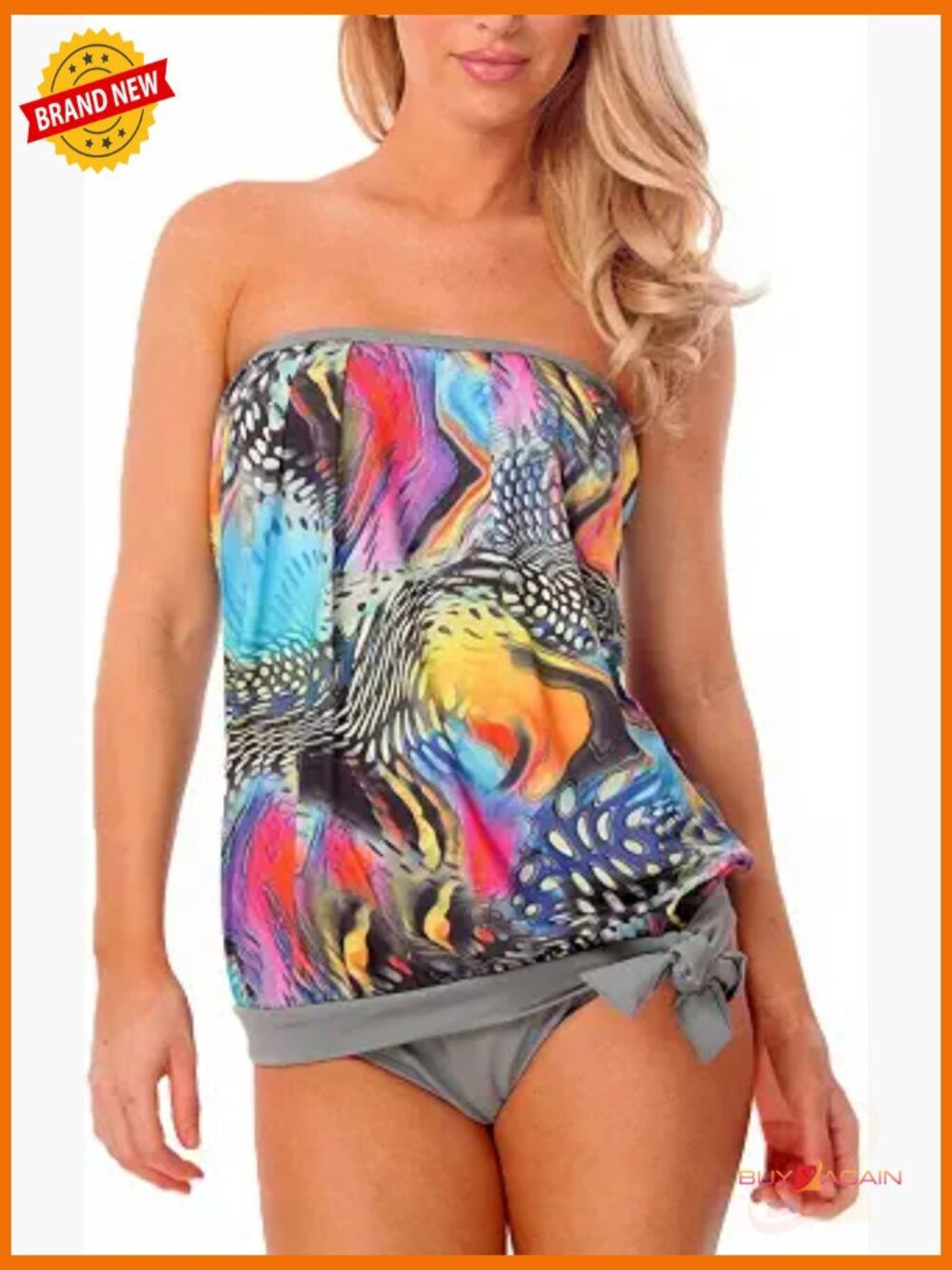 Two Piece Tankini Swimset with Removable Cups